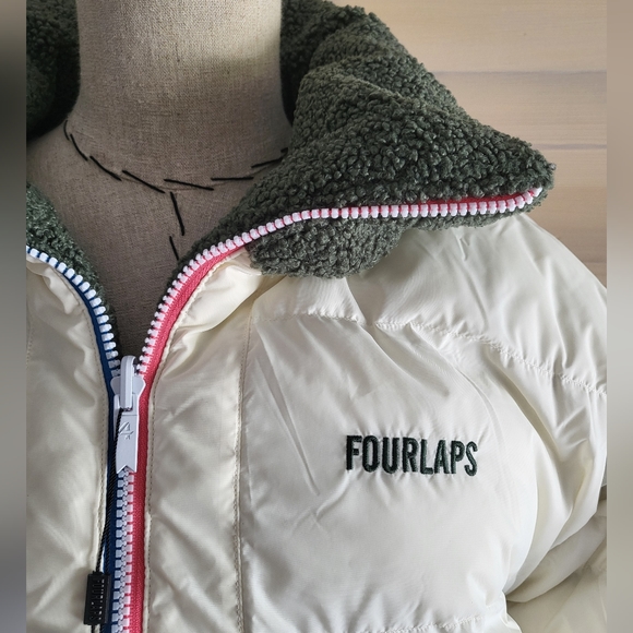 NWT FourLaps Polar Quilted Sherpa Jacket Reversible Unisex Medium Thyme/White - Picture 5 of 15